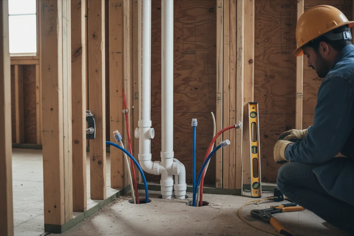 Drain and supply rough-in during Leak Detection in Fair Oaks
